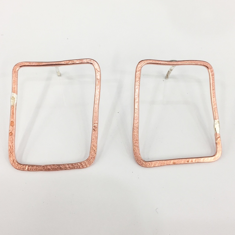 Handmade geometric stud earrings, small square